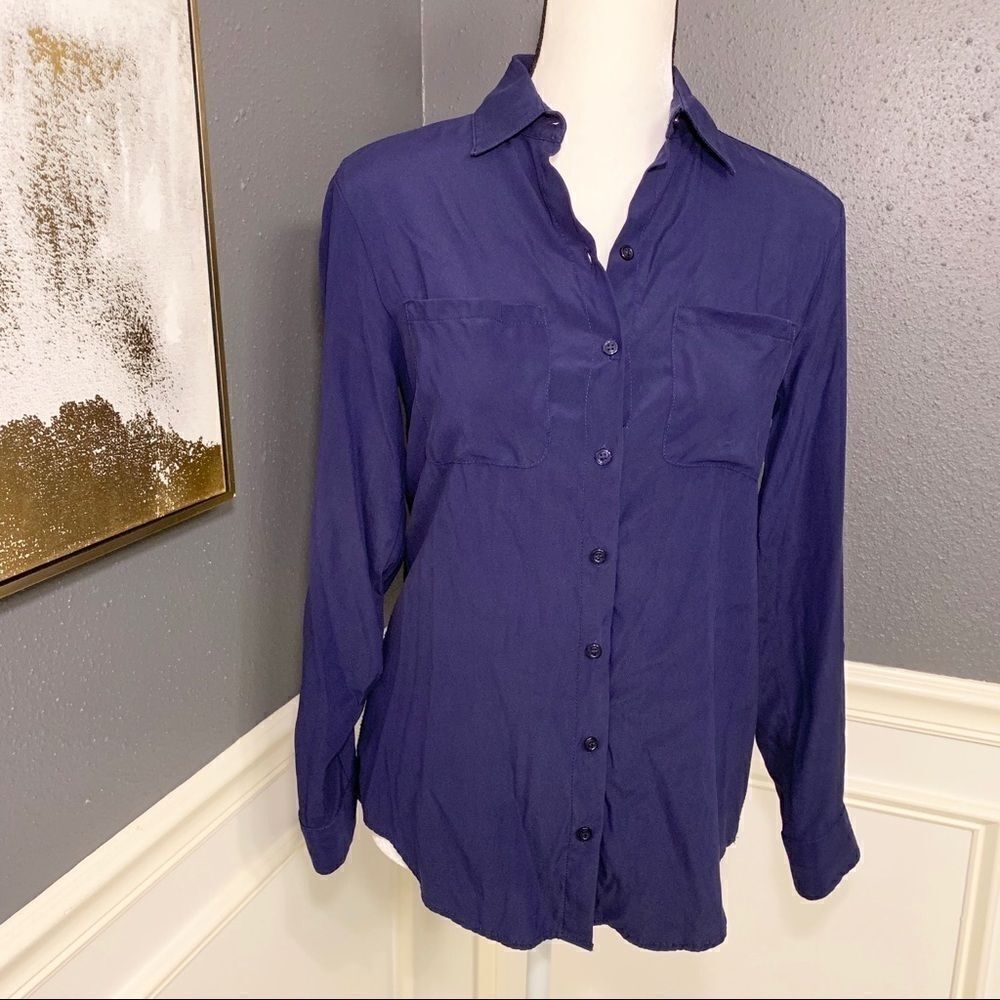 DREW mixed media button down shirt